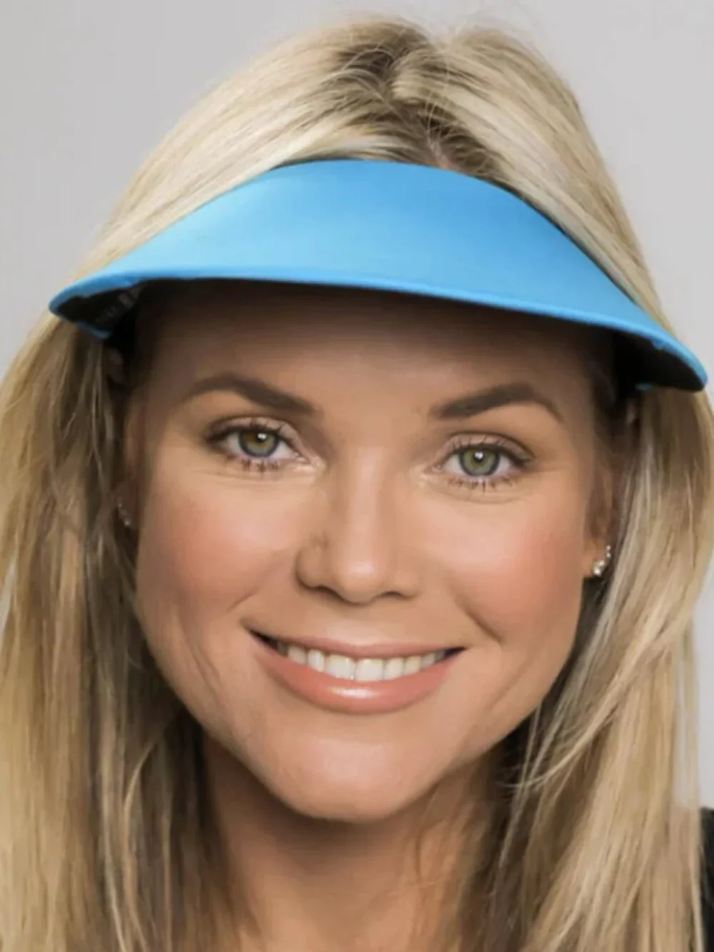 Sun Visors: No Headache Original Round Brim Black & Turquoise Blue - UPF 50 - Picture 5 of 12